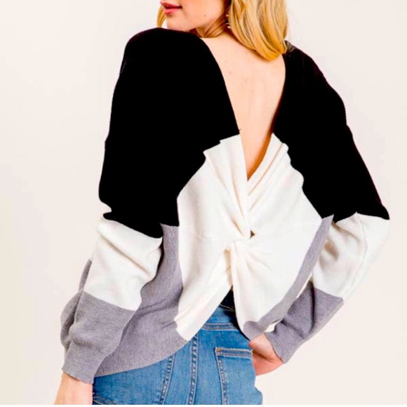 Tie the knot color block sweater - Picture 1 of 1